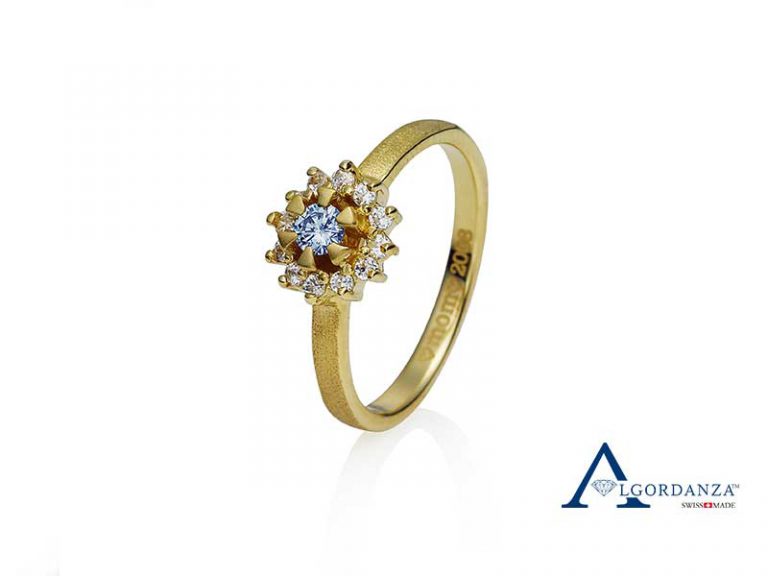 Brilliant Ash Diamond Gold Ring Algordanza UK