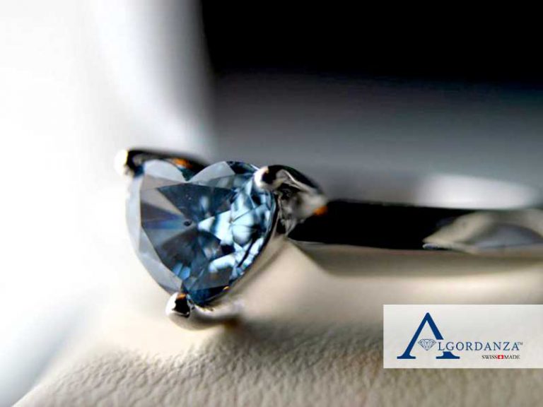 Heart Cut Ash Diamond in Ring Algordanza UK
