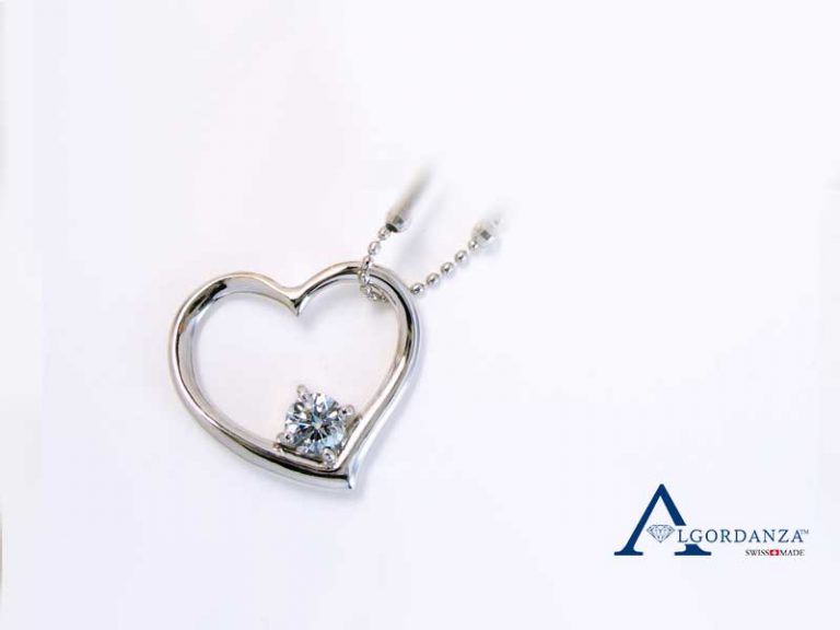 Brilliant Ash Diamond White Gold Heart Pendant Algordanza UK
